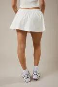 Lelis White Mid Waist Pocket Mini Skort – Cotton Knit Flowy Skirt Shorts - Bottoms