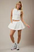 Lelis White Mid Waist Pocket Mini Skort – Cotton Knit Flowy Skirt Shorts - Bottoms