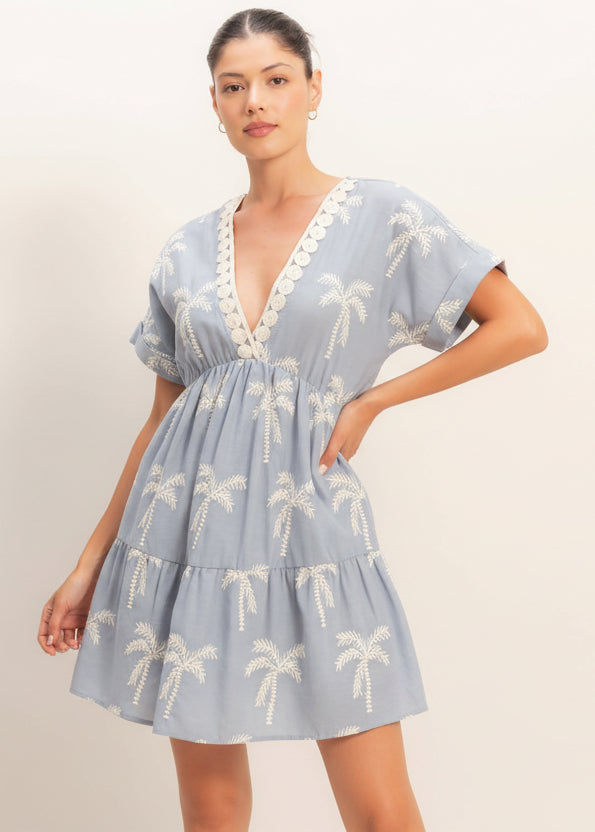 Vestido Coverup con Escote en V y Volantes - Estilo Boutique