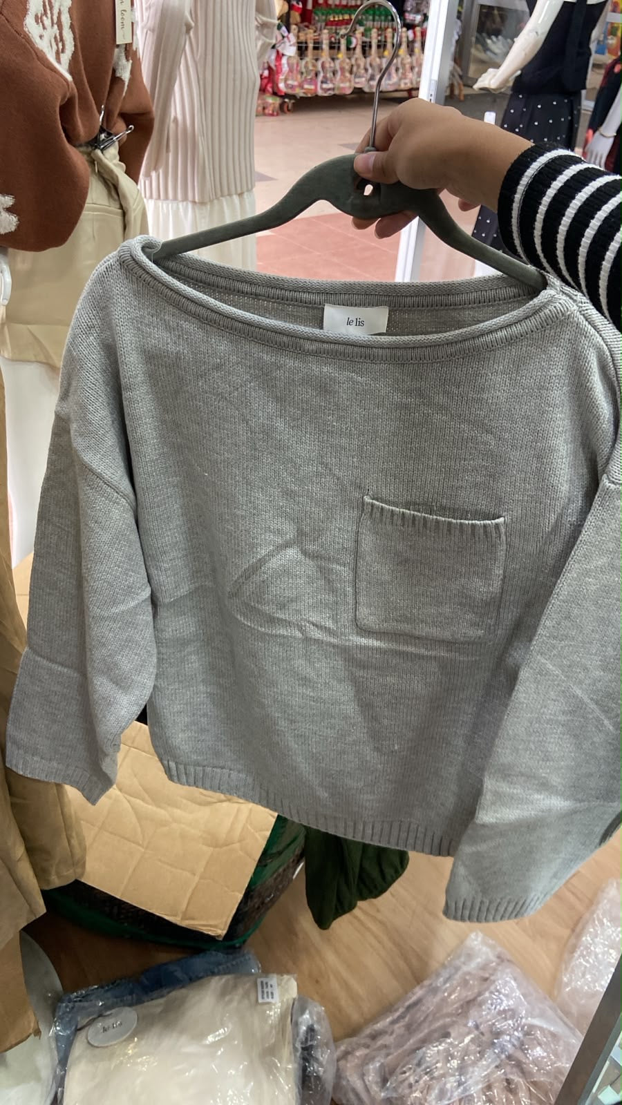 Suéter de Punto Gris con Bolsillo - Estilo Boutique