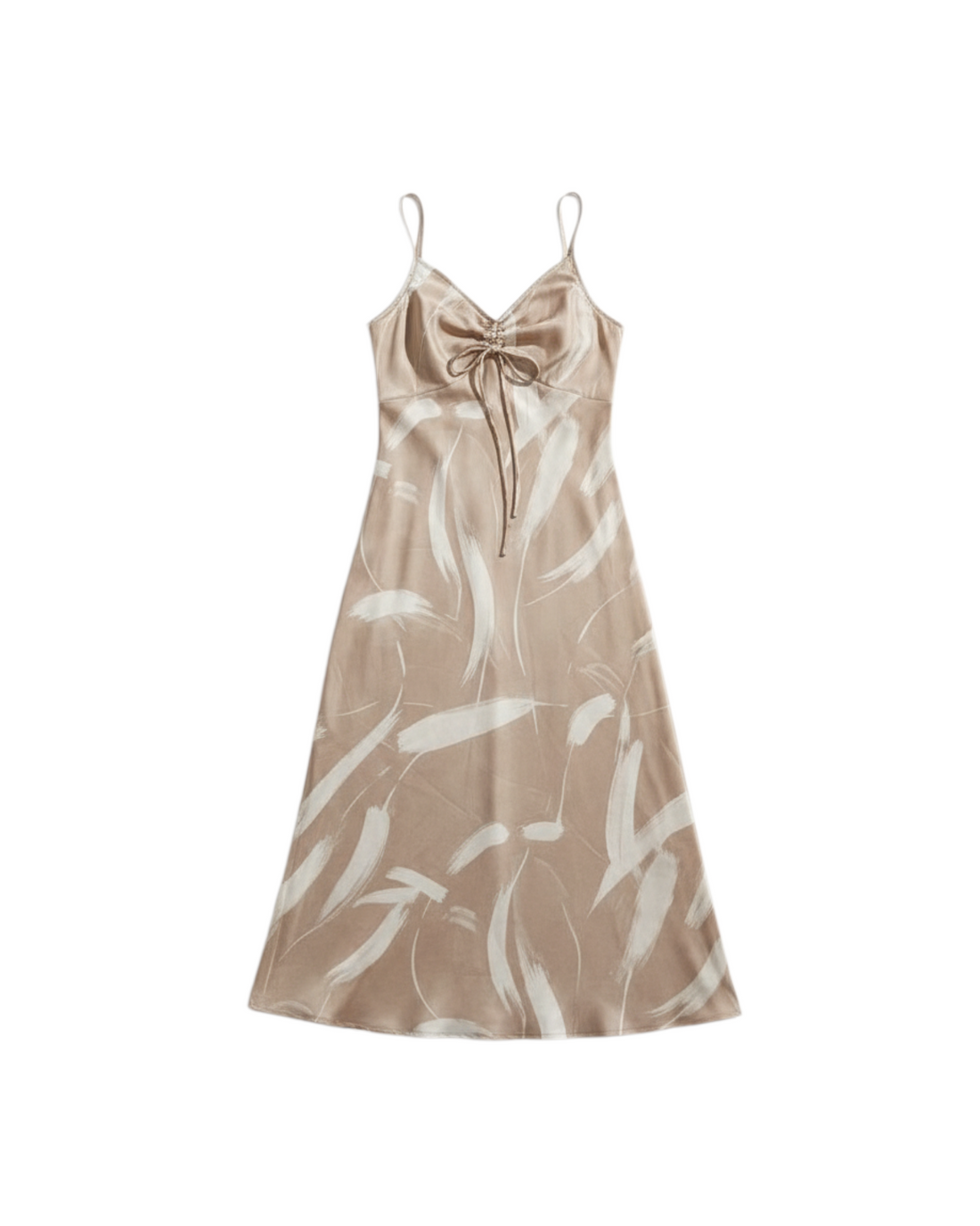 Vestido de Tirantes con Estampado Color Beige