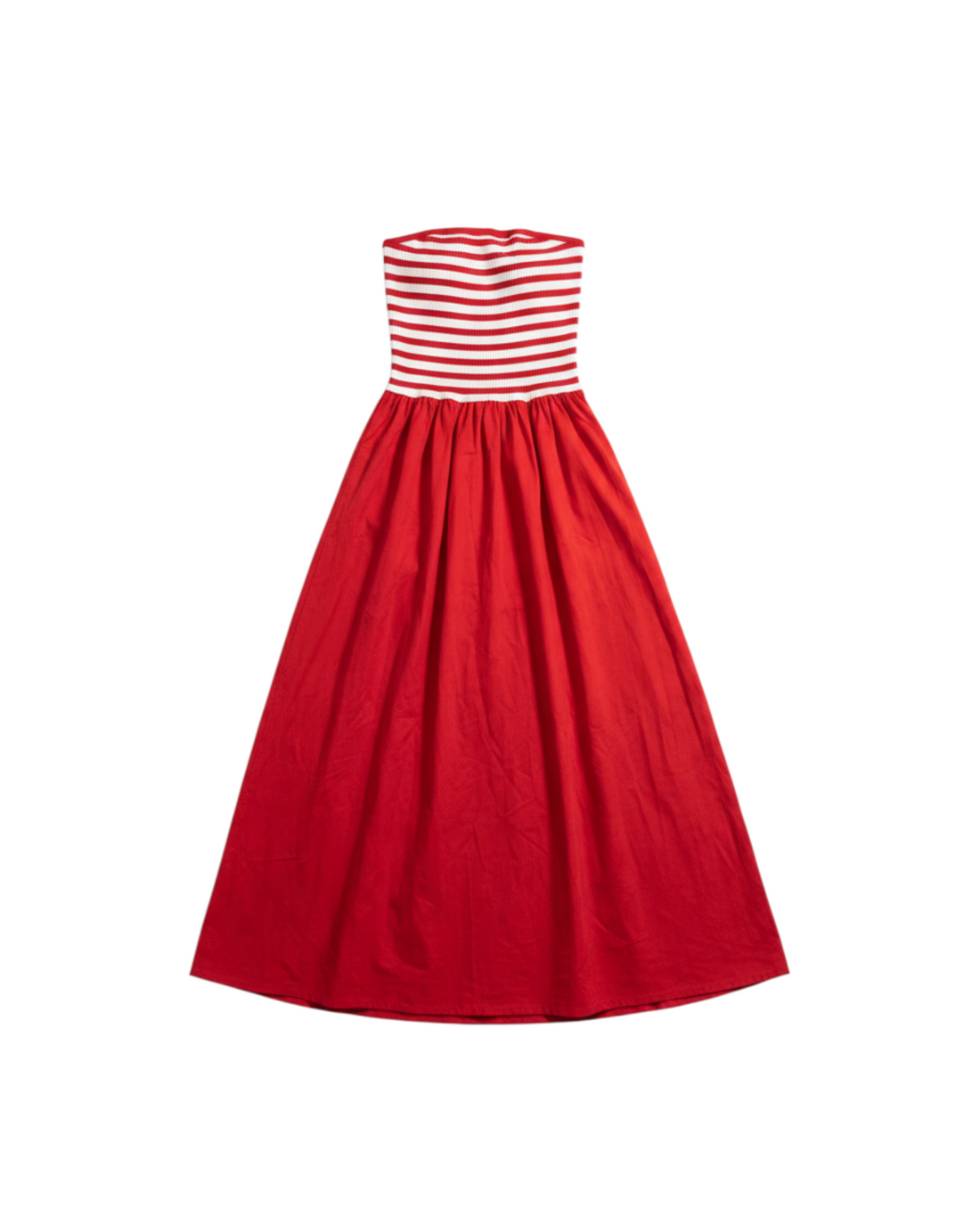 Vestido Largo Sin Mangas Color Rojo con Rayas