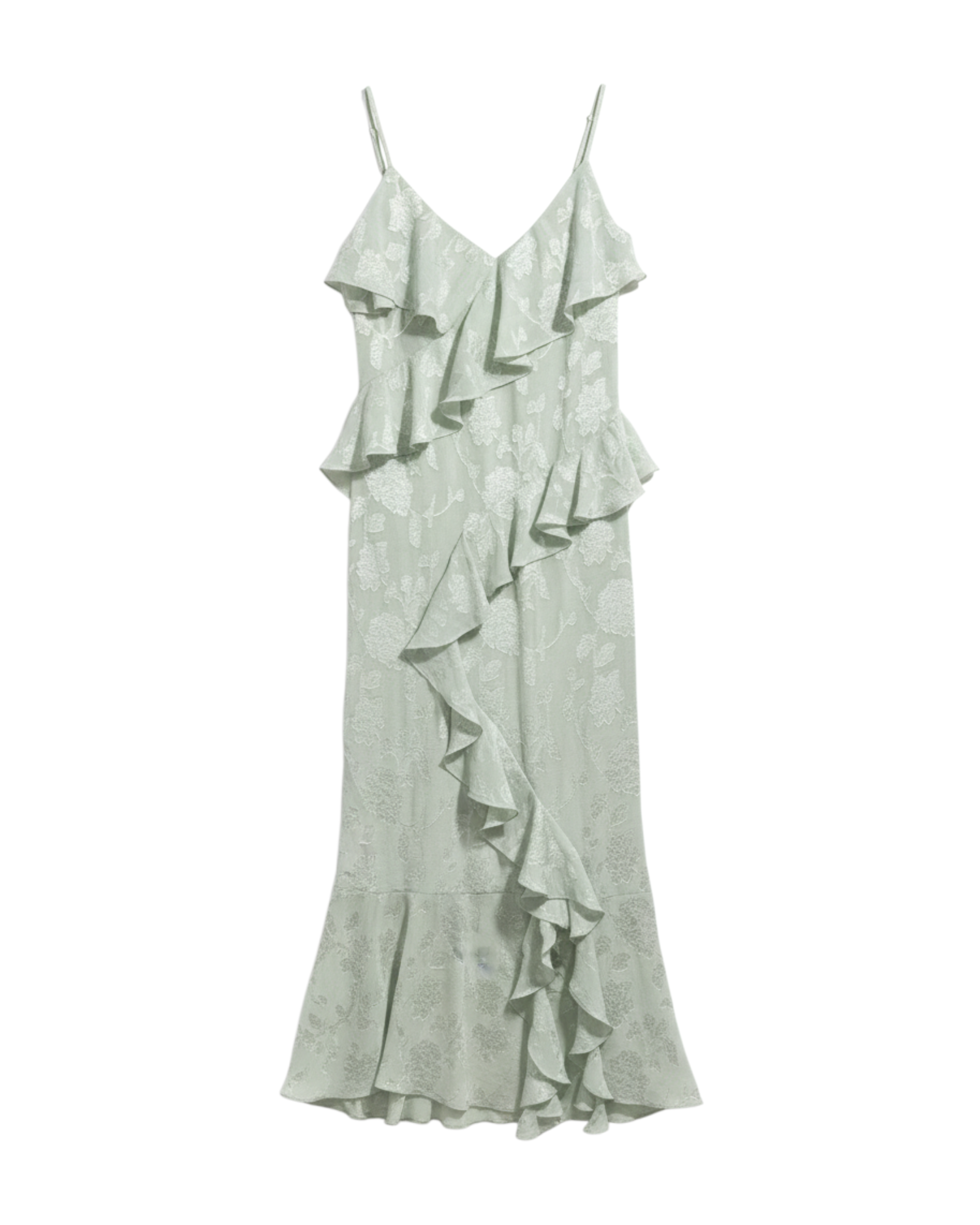 Vestido de Tirantes con Volantes Color Verde Menta