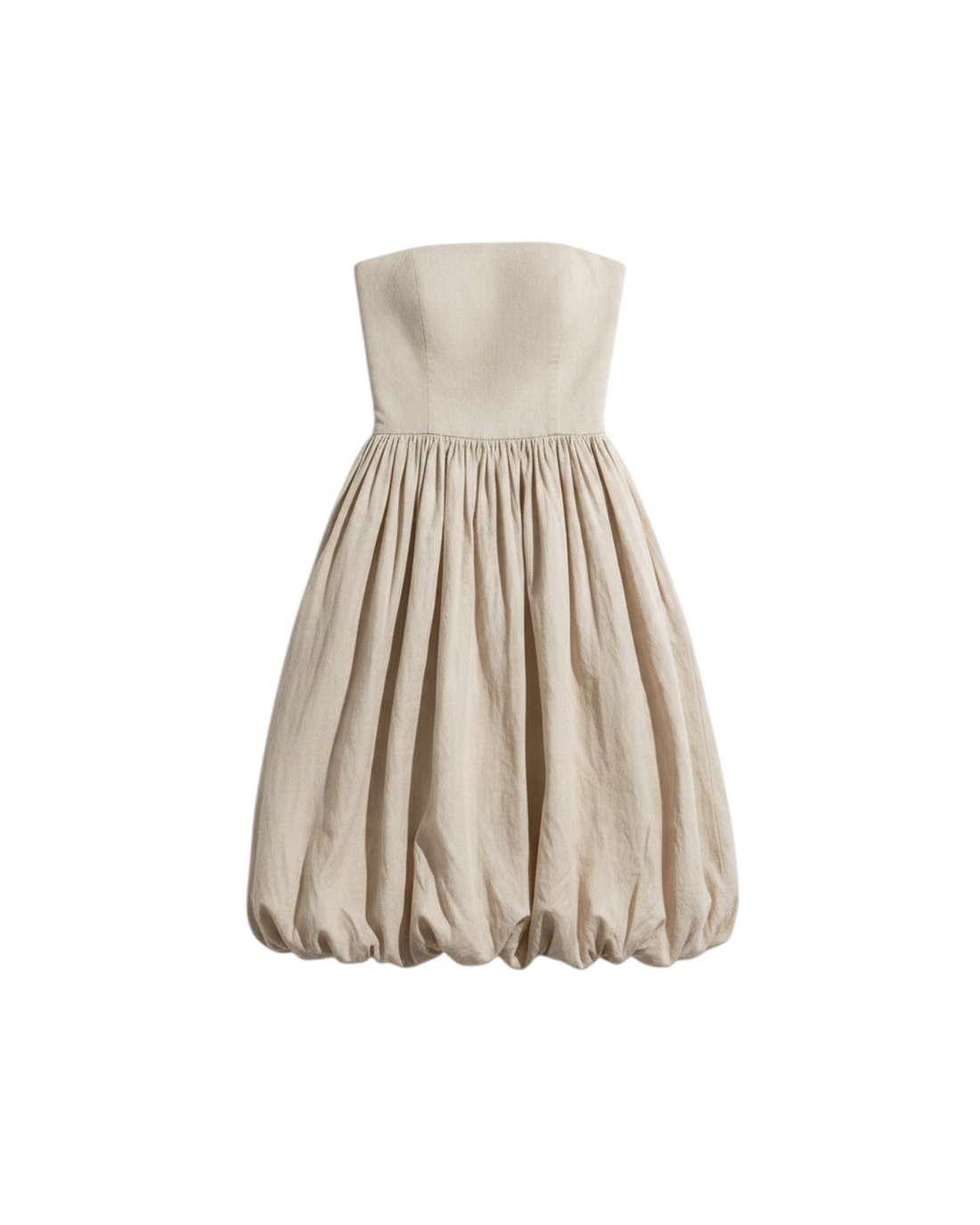 Vestido Corto Sin Mangas Color Arena con Volantes