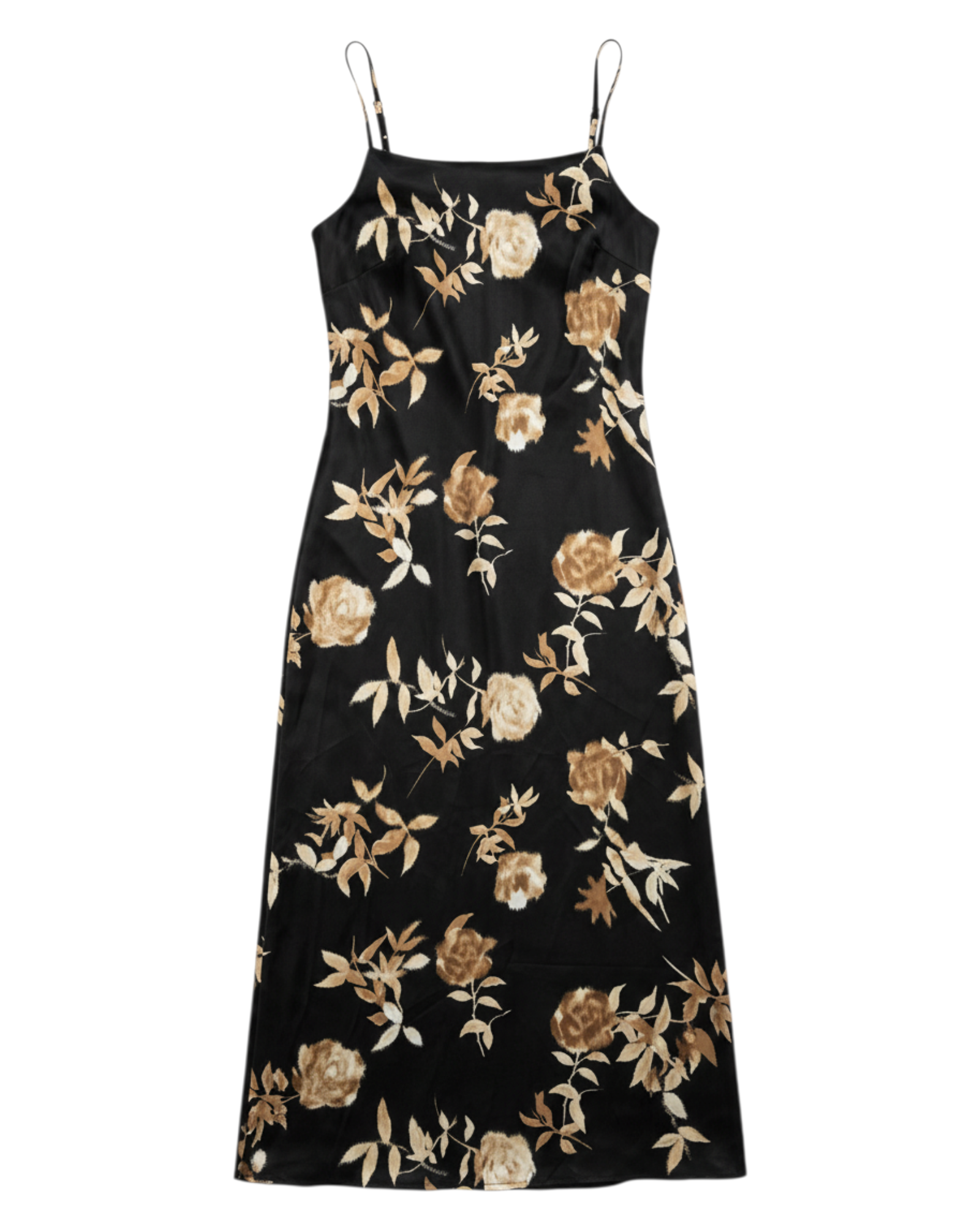 Vestido Largo de Tirantes Color Negro con Flores