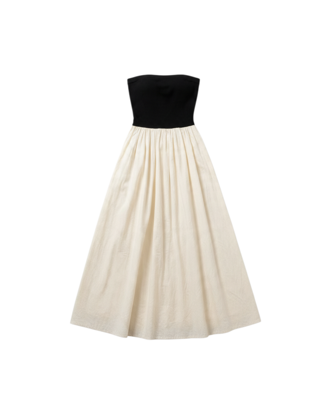 Vestido Sin Mangas de Cintura Alta Color Negro y Crema
