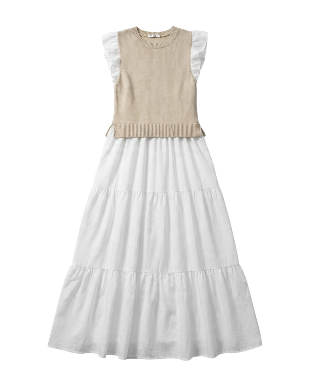 Vestido Maxi de Tirantes con Volantes Color Blanco