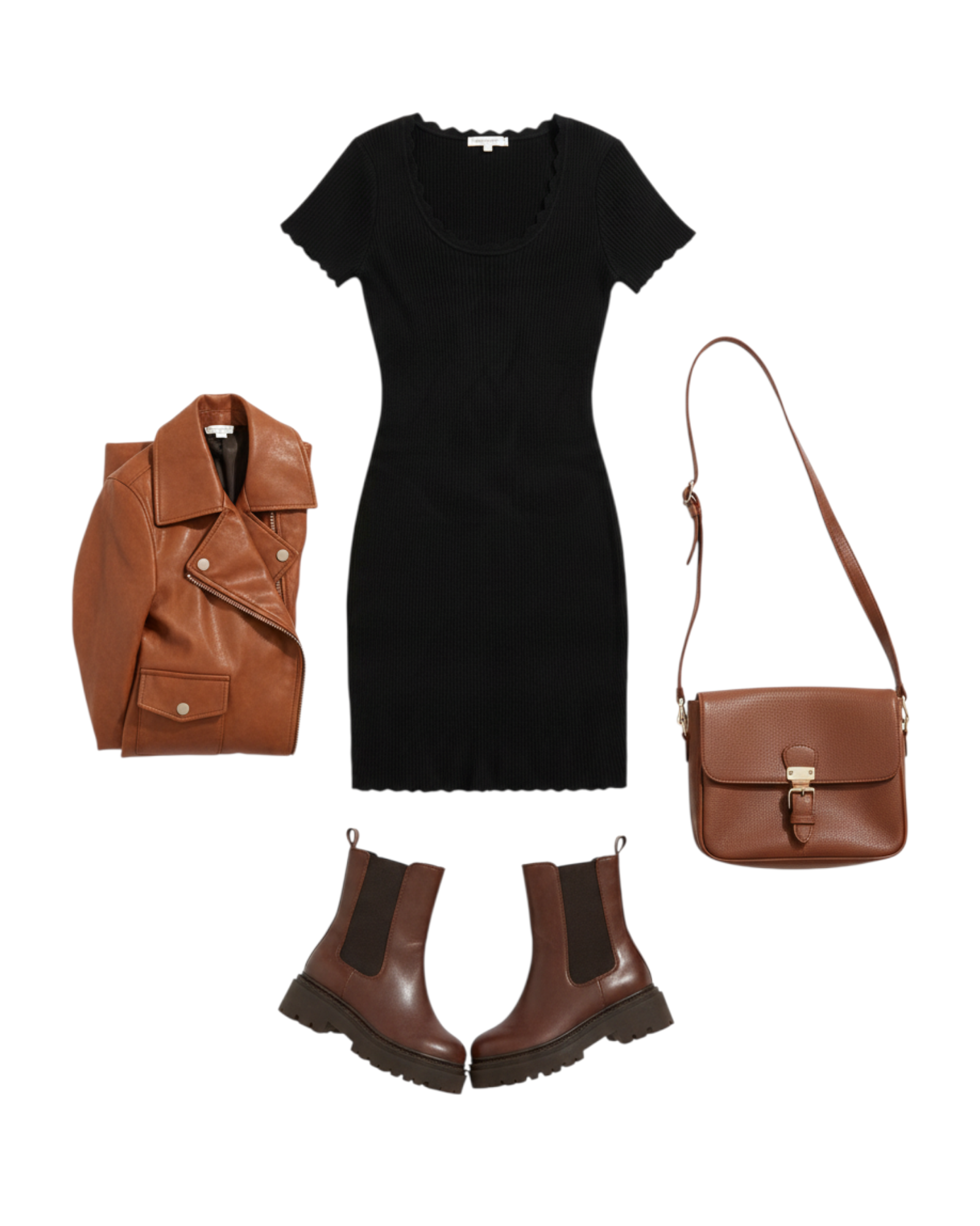 Vestido Ajustado de Manga Corta Color Negro con Volantes
