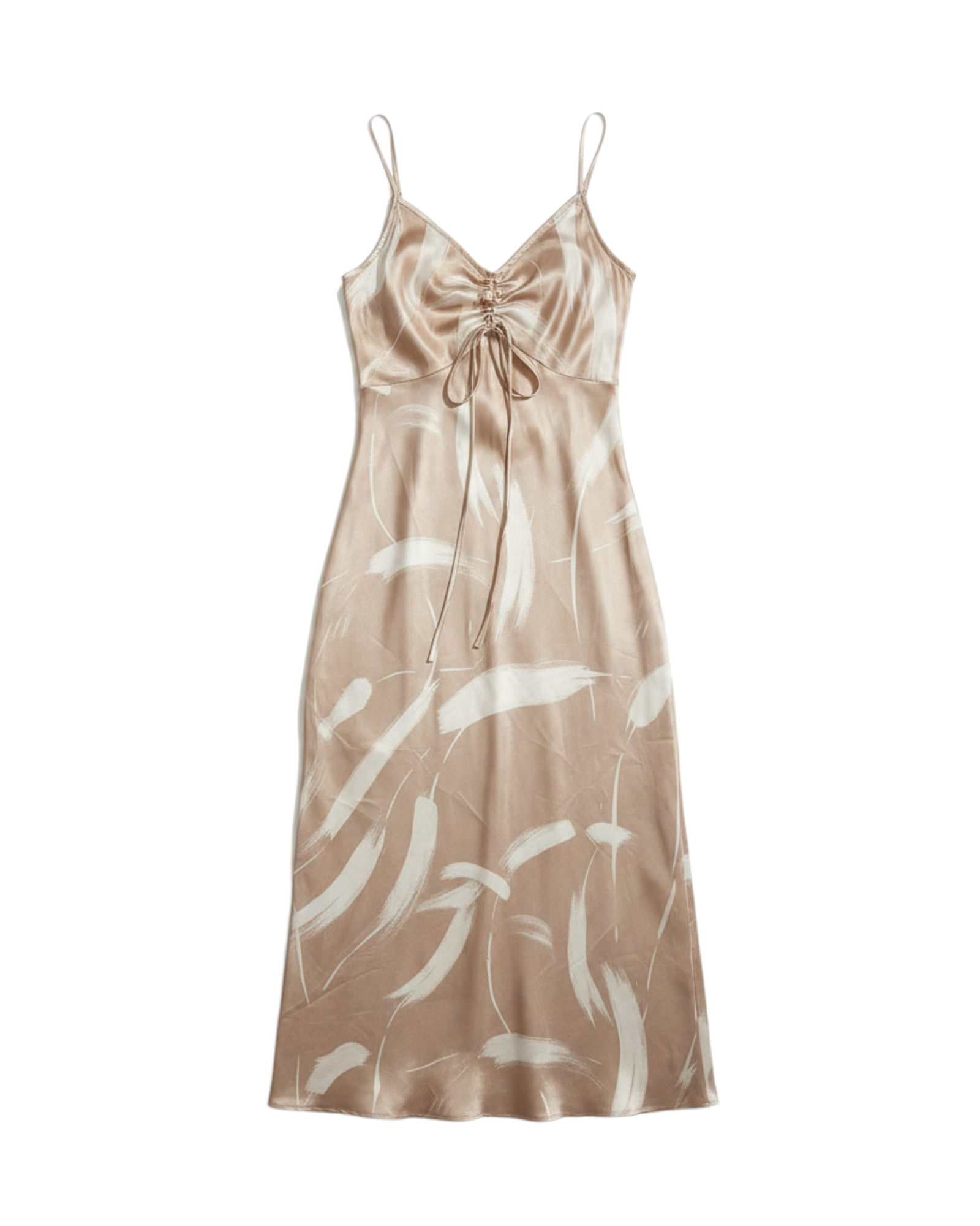 Vestido de Tirantes con Estampado Color Beige