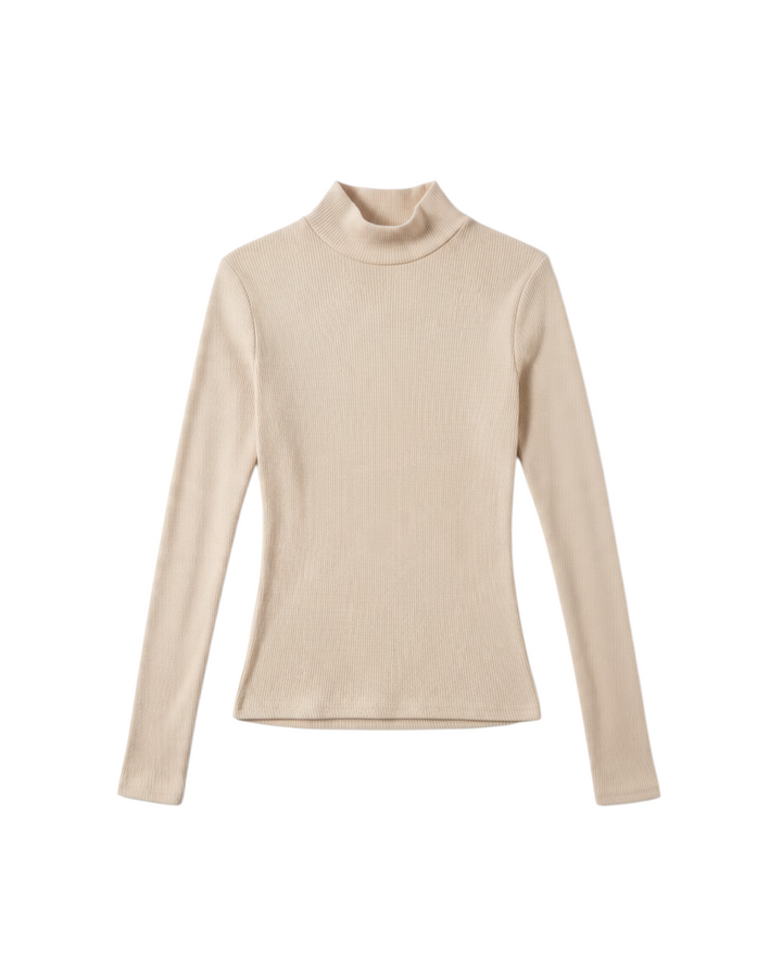 Top de Manga Larga Cuello Alto Color Crema