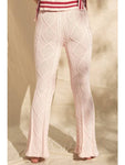 Pantalón de punto acampanado rosa