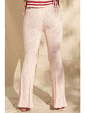 Pantalón de punto acampanado rosa