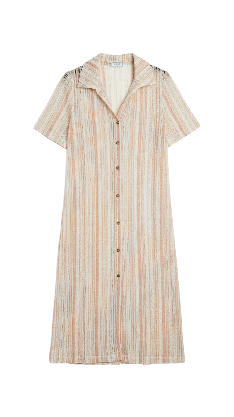 Vestido Corto de Rayas Melocotón - Estilo Boutique