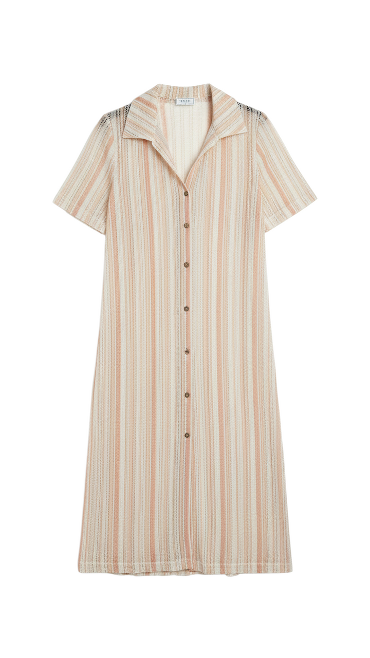 Vestido Corto de Rayas Melocotón - Estilo Boutique