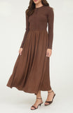 Vestido Maxi Falda Linea A Cafe Top Tejido Cafe
