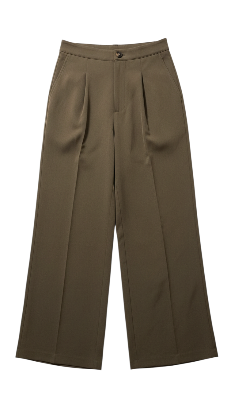 Pantalones de Tiro Alto y Pierna Ancha con Botones - Estilo Boutique