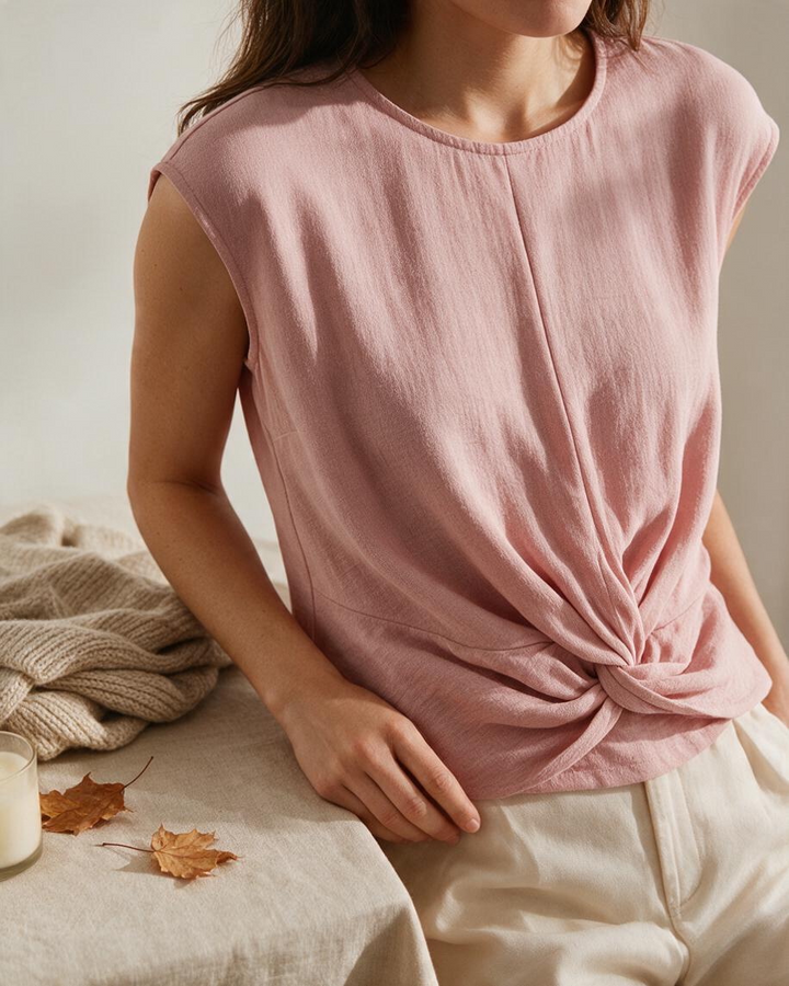 Top con Nudo Color Rosa Pastel Claro
