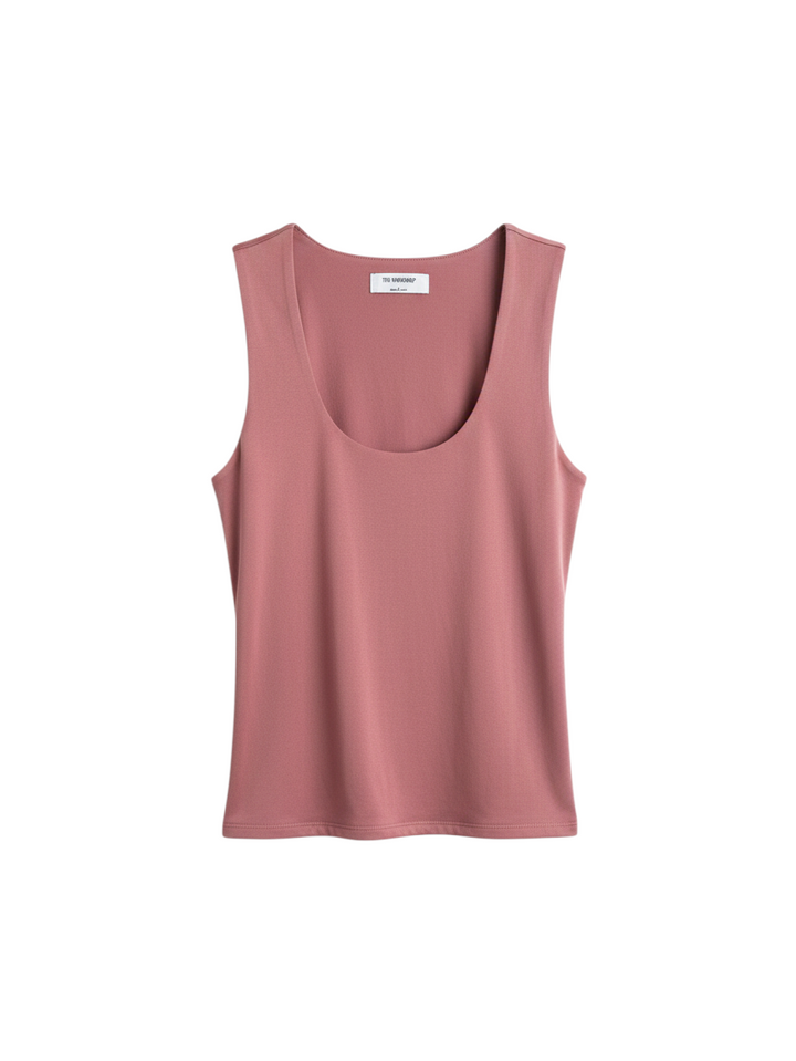 Top Rosa Sin Mangas con Detalle de Capas - Estilo Boutique
