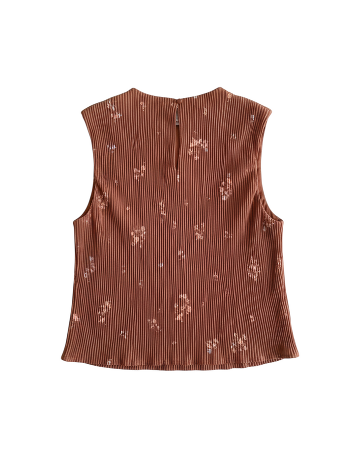 Top Rust Floral sin Mangas con Textura Rib