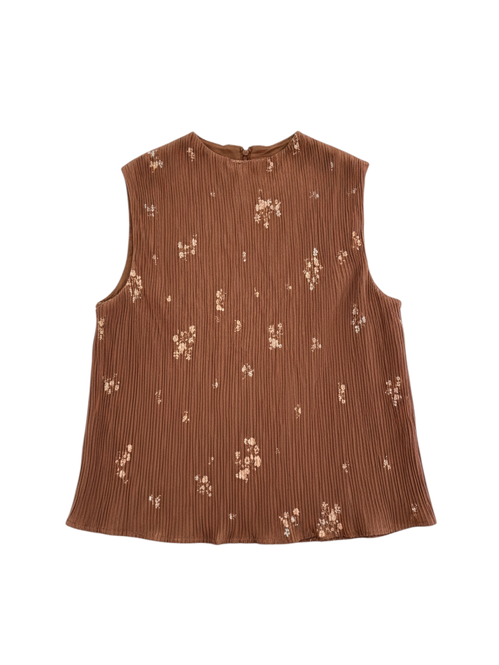 Top Rust Sin Mangas con Estampado Floral - Estilo Boutique