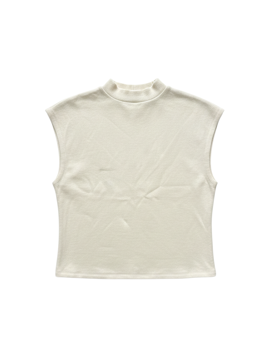 Top Sin Mangas de Cuello Alto Color Crema