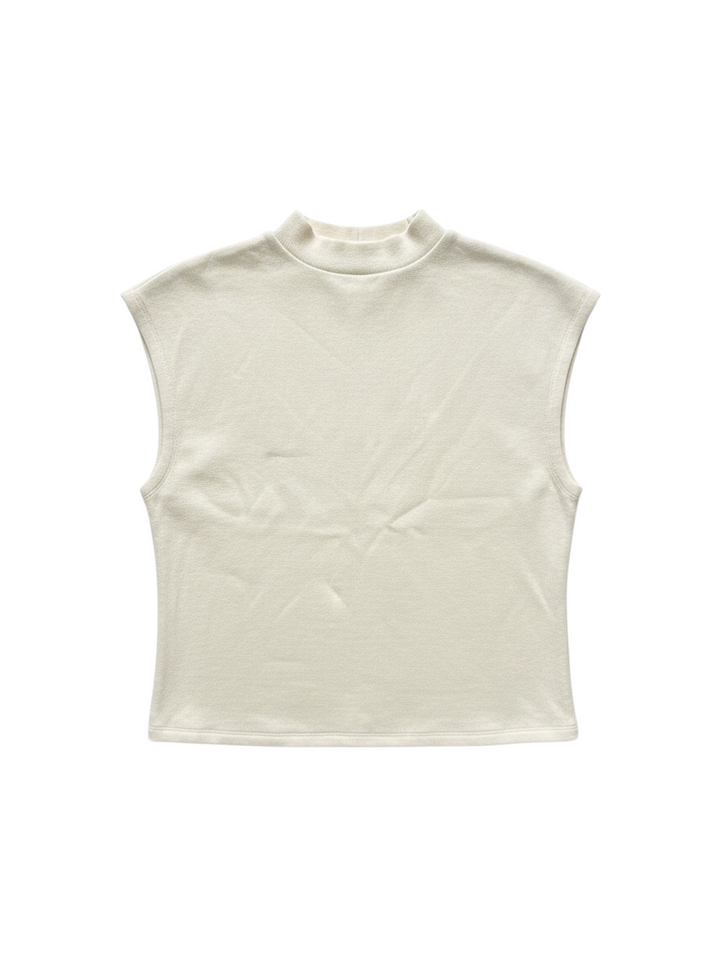 Top Sin Mangas de Cuello Alto Color Crema