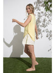 Top Suéter Sin Mangas con Dobladillo Redondead Amarillo Pt12594