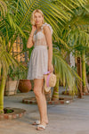 VESTIDO MINI CON COPA DE ENCAJE, VOLANTES EN LOS HOMBROS BLANCO
