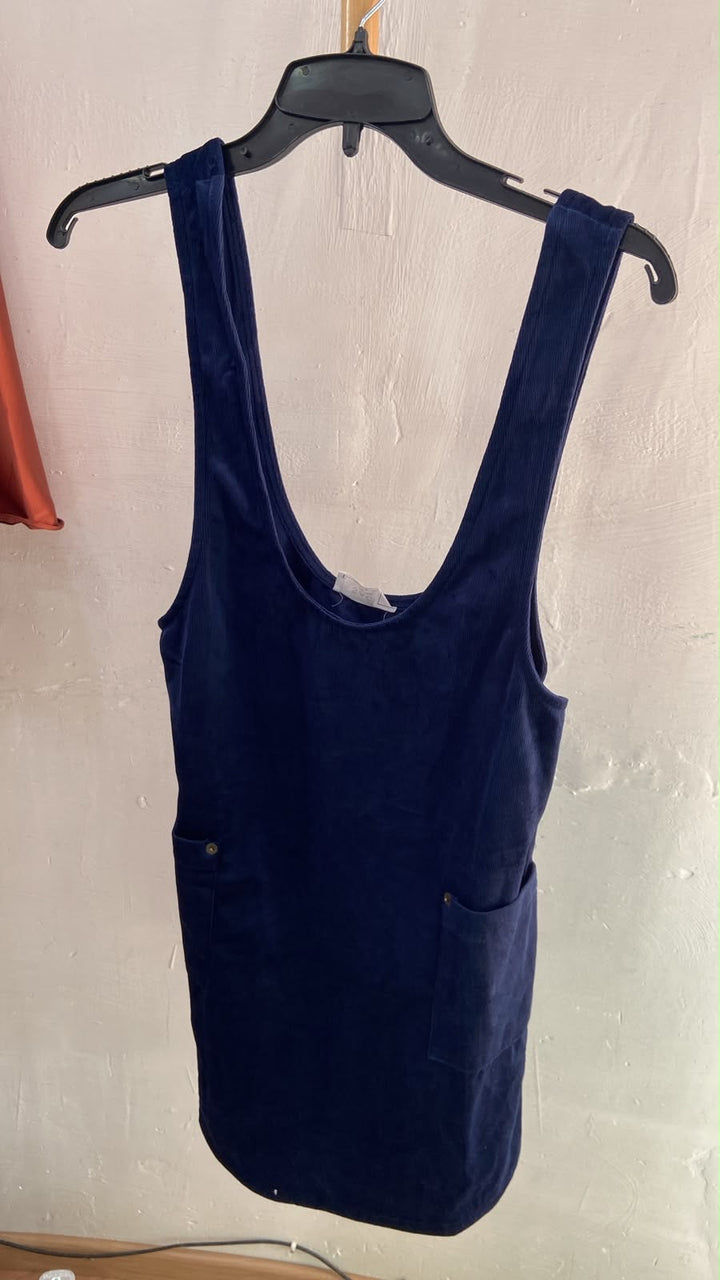 Vestido Casual Azul Marino sin Mangas con Bolsillos - Estilo Boutique