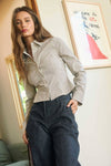 Camisa Blusa de Mujer Cuadros Manga Larga Stretch Elegante Casual