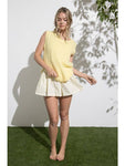 Top Suéter Sin Mangas con Dobladillo Redondead Amarillo Pt12594