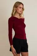 Body Blusa Top Asimétrico Color Vino 🍷 con Manga Larga | Elegante y Ajustado para Mujer by Yanet Collective
