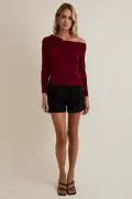 Body Blusa Top Asimétrico Color Vino 🍷 con Manga Larga | Elegante y Ajustado para Mujer by Yanet Collective