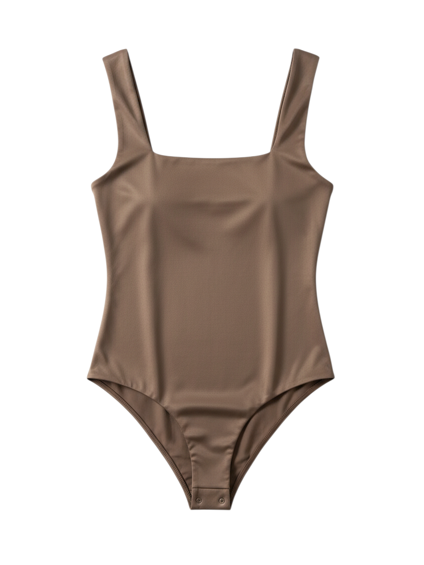 Body Escotado Cuadrado Beige - Elegancia Minimalista