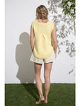 Top Suéter Sin Mangas con Dobladillo Redondead Amarillo Pt12594