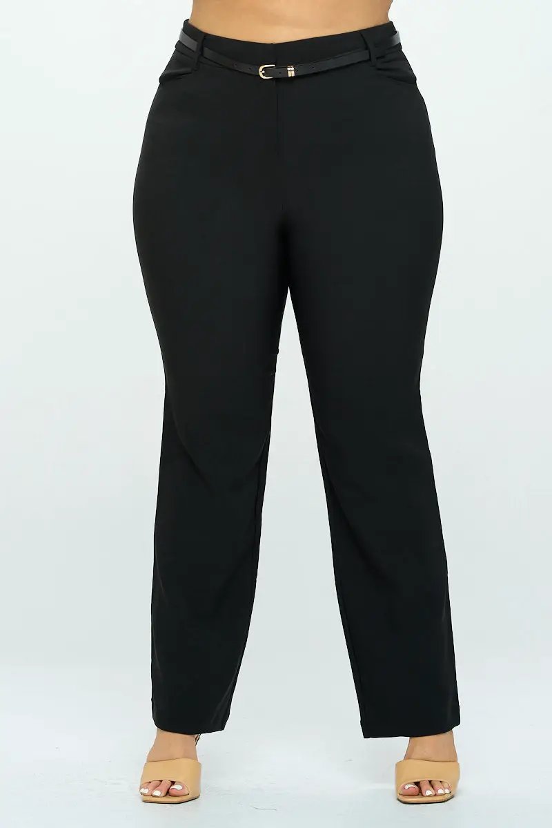 Pantalón Acampanado para Mujer en Poliéster y Spandex Talla Extra Negro by CHOCOLATE