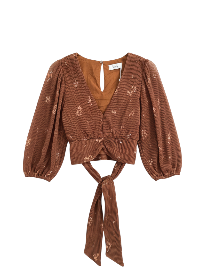 Blusa Wrap Floral Rust con Lazo - Estilo Boutique