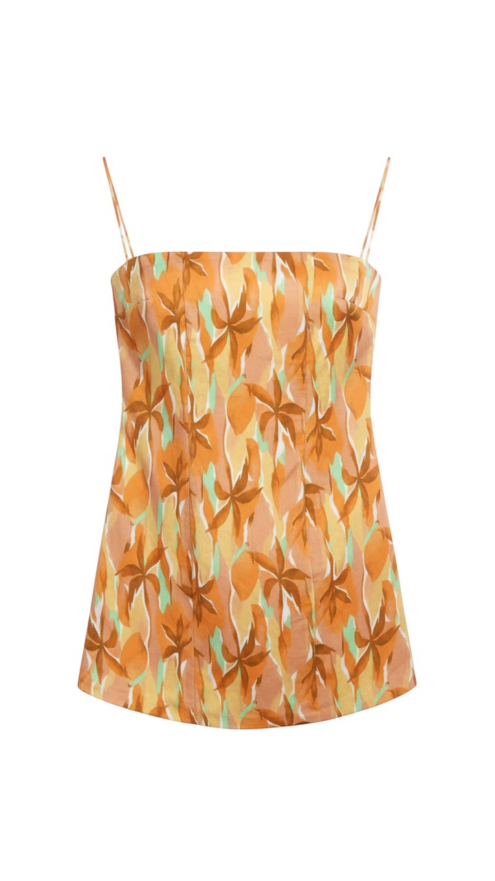 Peach Spaghetti Strap Camisole with Leaf Print