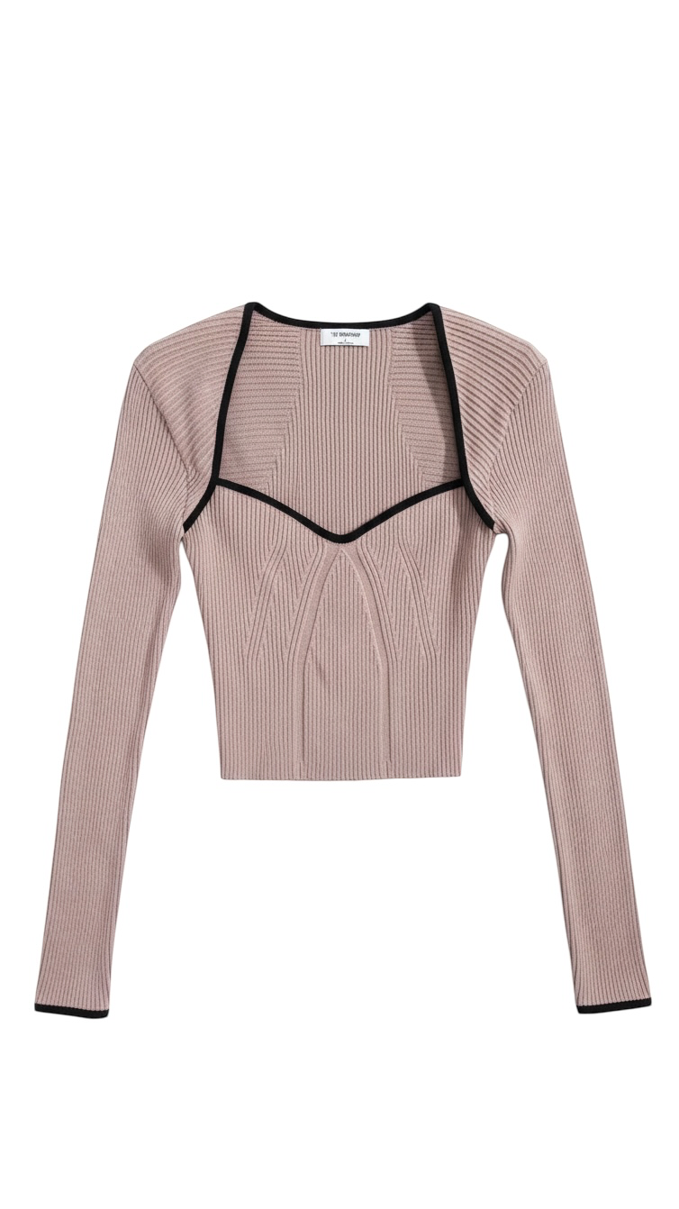 Top Corto de Canalé Beige con Escote en V - Estilo Boutique