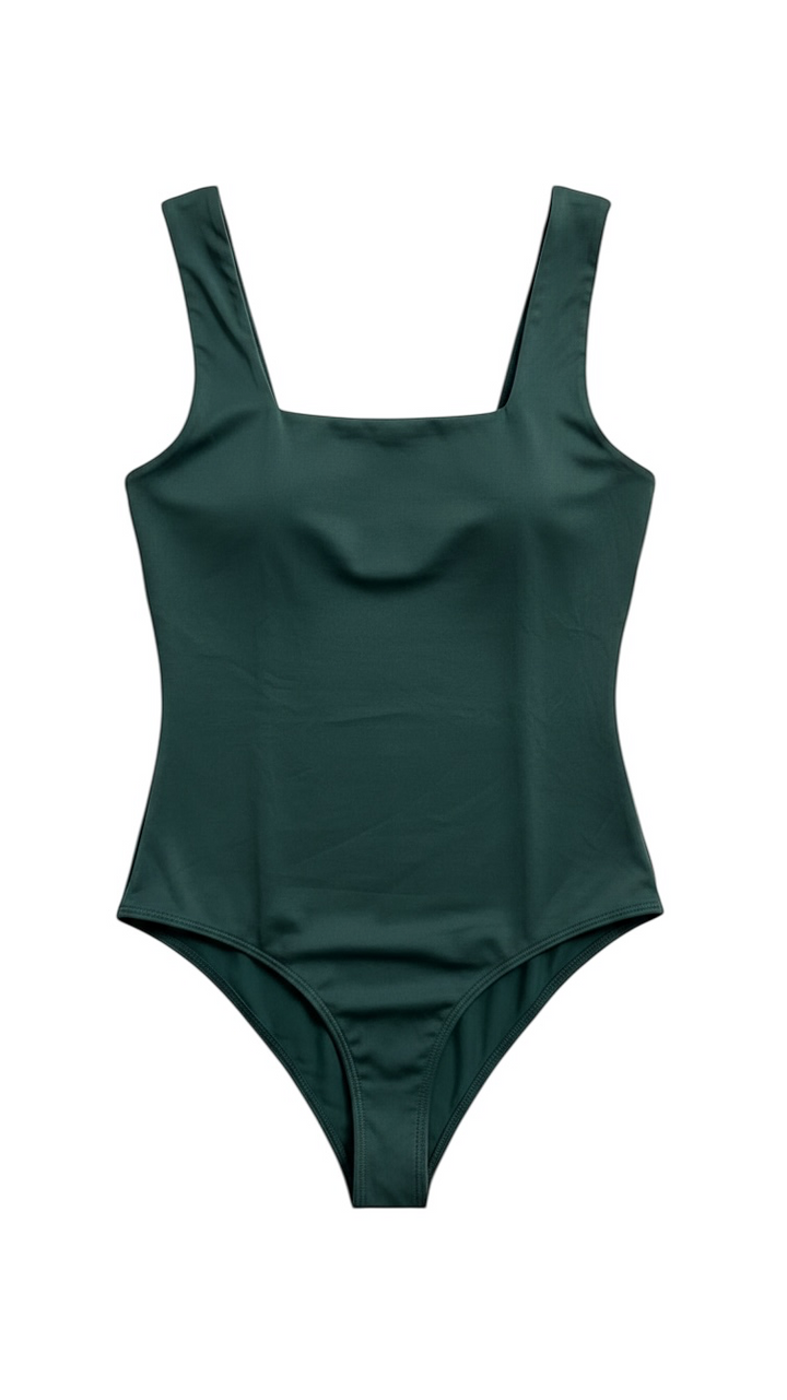 Body Verde Escote Cuadrado Sin Mangas - Estilo Boutique