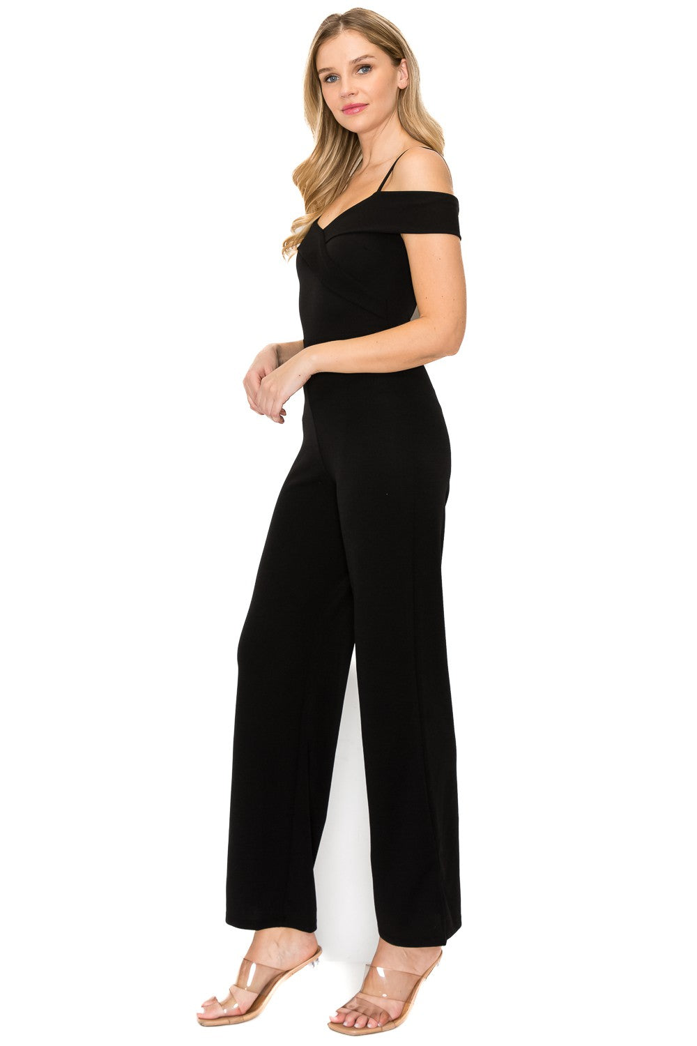 Jumper palazzo negro hombros caídos vestido by Yanet Collection