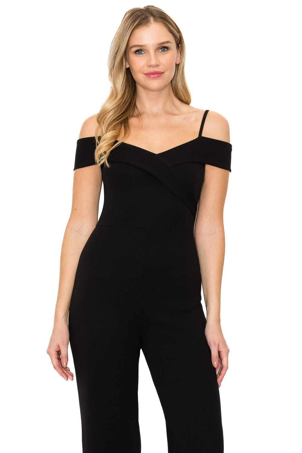 Jumper palazzo negro hombros caídos vestido by Yanet Collection