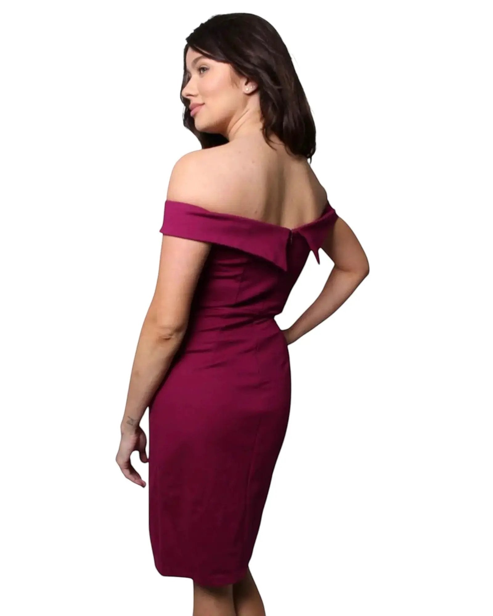 Vestido morado vino corto by Yanet Collection