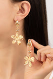 Pendientes colgantes de flores de metal coronados por un nudo , aretes