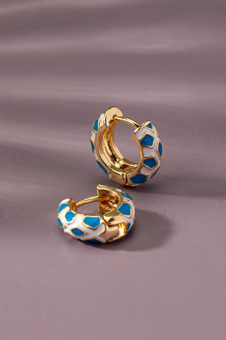 Aro de trío con flores de esmalte y bloques