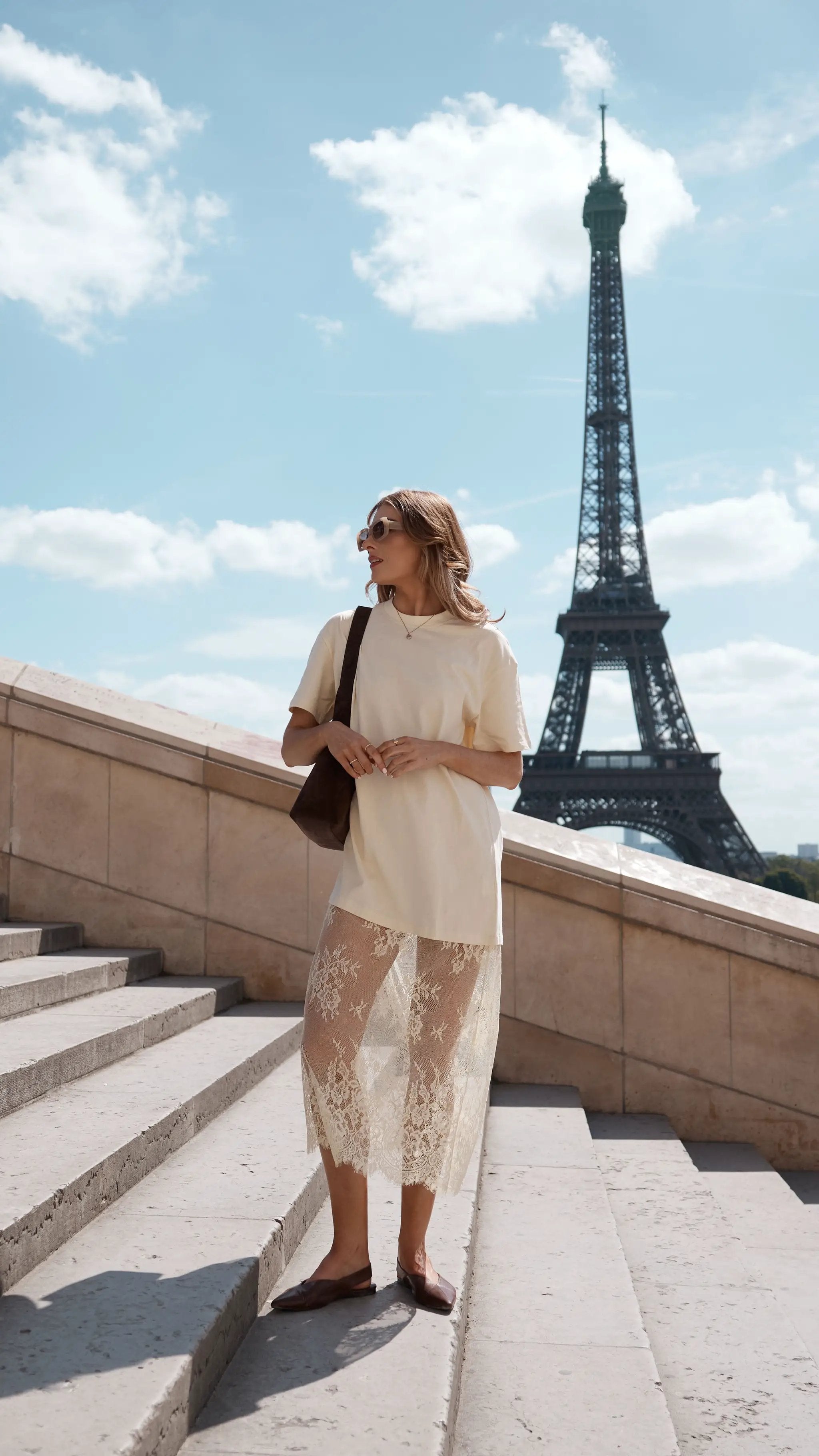 Sunday Edition Lace Hem T-Shirt Maxi Dress - Uncategorized Dresses