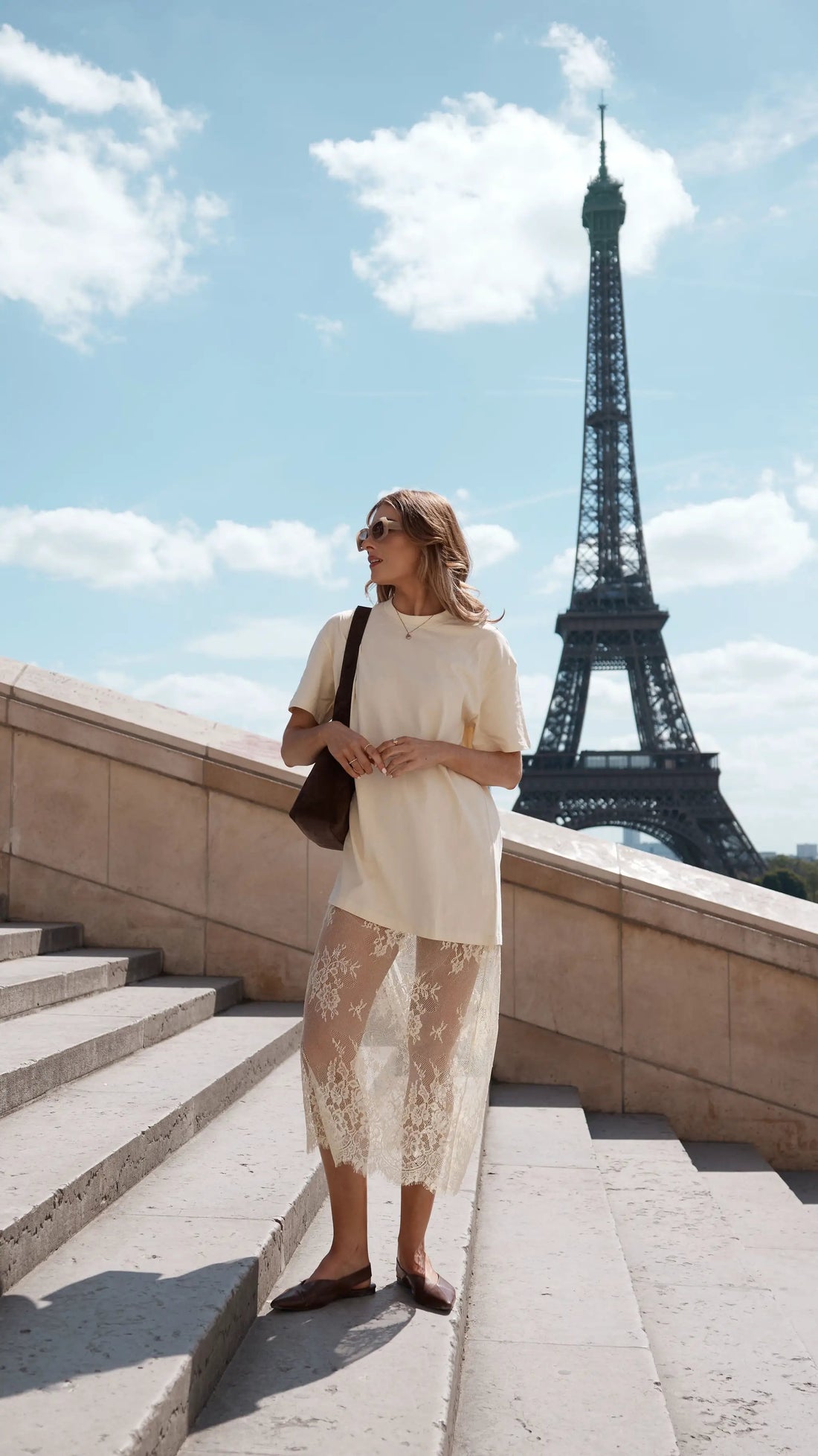 Sunday Edition Lace Hem T-Shirt Maxi Dress - Uncategorized Dresses