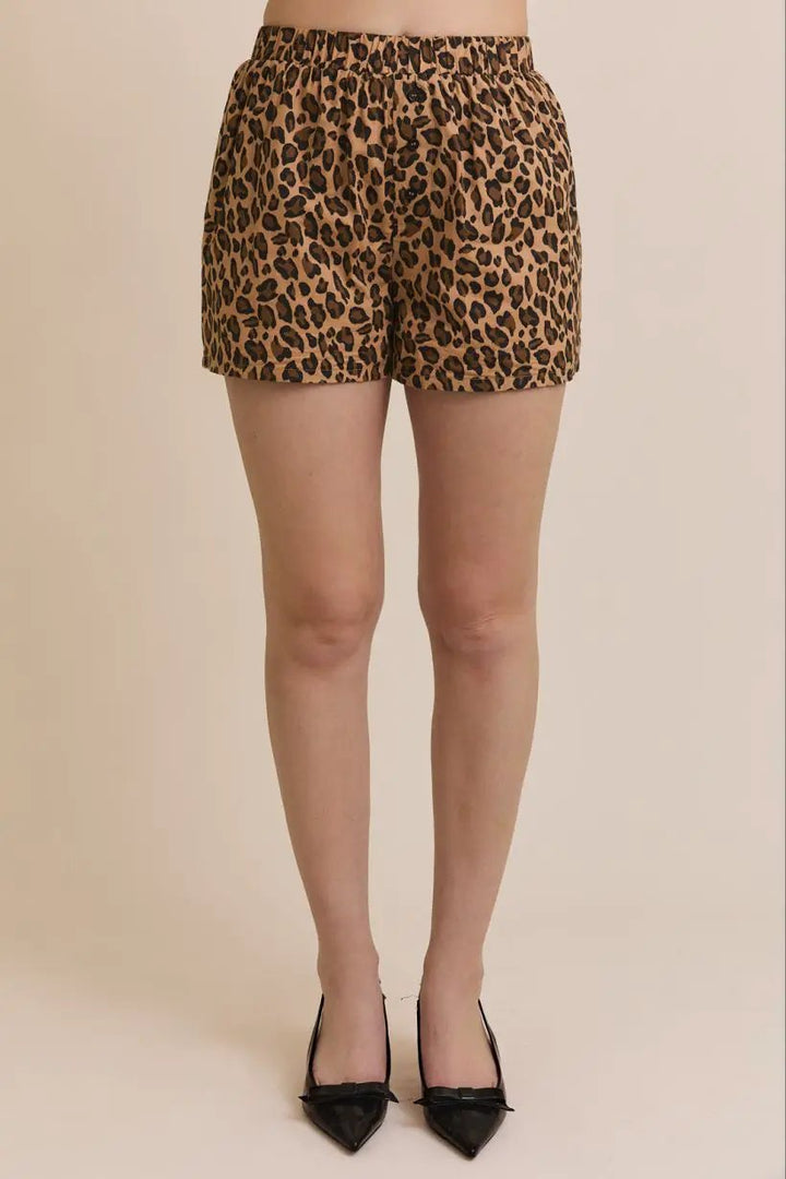 Gilli Animal Print Cotton Blend Boxer Shorts – Woven Leopard Print Shorts - Bottoms