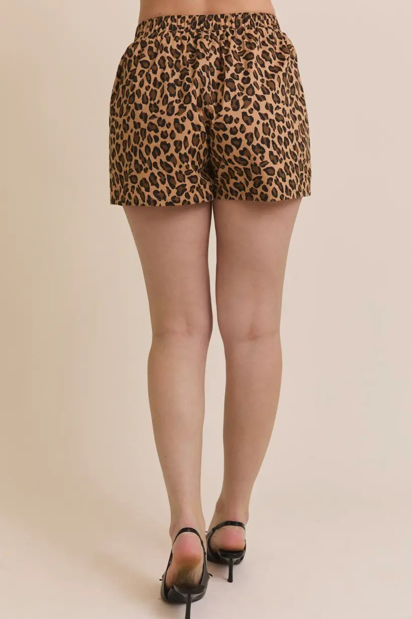 Gilli Animal Print Cotton Blend Boxer Shorts – Woven Leopard Print Shorts - Bottoms