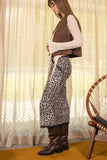 Falda Lápiz Animal Print Leopardo con Encaje Elegante Mujer Moda Casual Fiesta